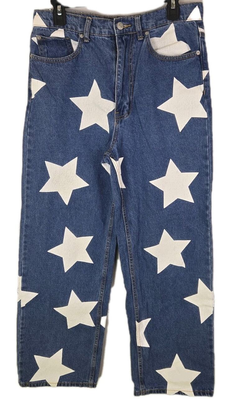 BDG Low-Rise Tapered Baggy Jean Star Print 27 W 28 L Streetwear Skater Punk USA - Picture 1 of 11